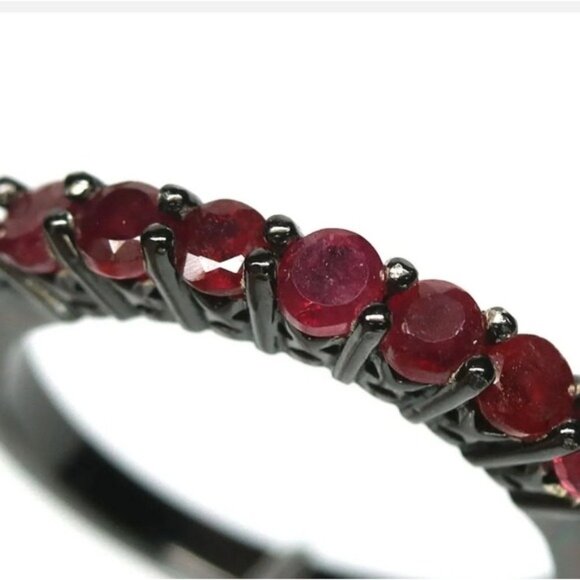 Heated Natural Red Ruby 925 Sterling Silver Ring Sz 8 - Picture 6 of 7